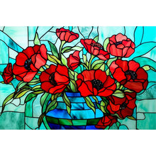 Load image into Gallery viewer, Glass Painting-Poppy Flower 60*40CM11CT 3 Stamped Cross Stitch
