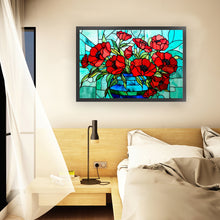 Load image into Gallery viewer, Glass Painting-Poppy Flower 60*40CM11CT 3 Stamped Cross Stitch
