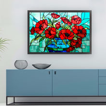 Load image into Gallery viewer, Glass Painting-Poppy Flower 60*40CM11CT 3 Stamped Cross Stitch
