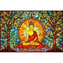 Load image into Gallery viewer, Glass Painting-Buddha Statue 60*40CM11CT 3 Stamped Cross Stitch
