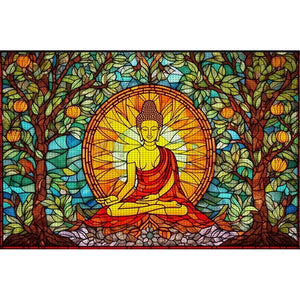 Glass Painting-Buddha Statue 60*40CM11CT 3 Stamped Cross Stitch