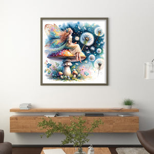 Butterfly Fairy On Mushroom 40*40CM11CT 3 Stamped Cross Stitch