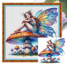 Load image into Gallery viewer, Butterfly Fairy On Mushroom 40*40CM11CT 3 Stamped Cross Stitch
