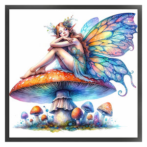 Butterfly Fairy On Mushroom 40*40CM11CT 3 Stamped Cross Stitch
