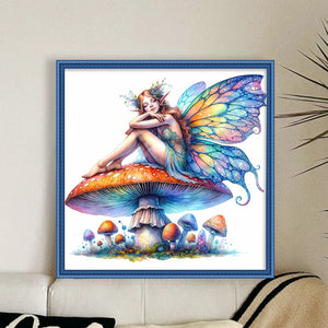 Butterfly Fairy On Mushroom 40*40CM11CT 3 Stamped Cross Stitch