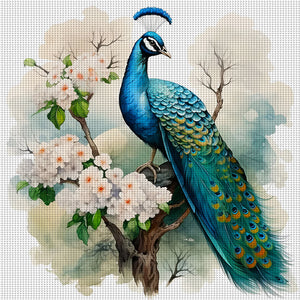 Peacock On Flower Branch 40*40CM11CT 3 Stamped Cross Stitch