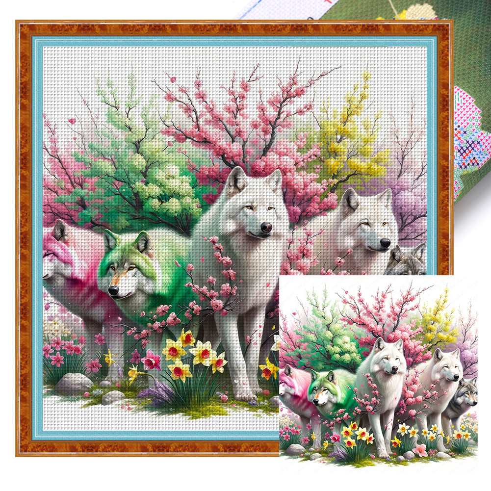 Five Wolves 50*50CM11CT 3 Stamped Cross Stitch