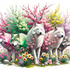 Five Wolves 50*50CM11CT 3 Stamped Cross Stitch
