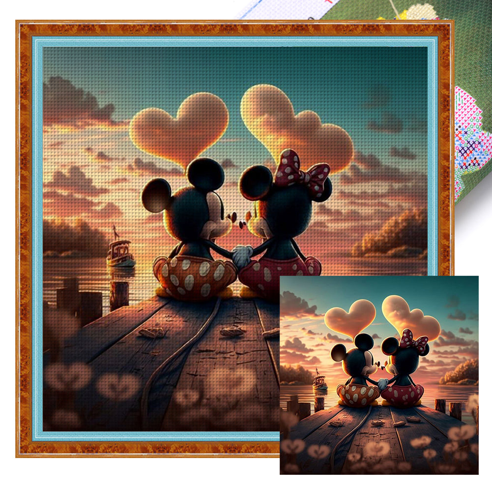 Mickey And Minnie 40*40CM11CT 3 Stamped Cross Stitch