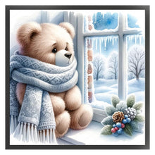 Load image into Gallery viewer, Little Bear By The Window In Winter 40*40CM11CT 3 Stamped Cross Stitch
