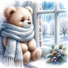 Load image into Gallery viewer, Little Bear By The Window In Winter 40*40CM11CT 3 Stamped Cross Stitch
