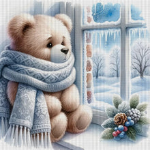 Load image into Gallery viewer, Little Bear By The Window In Winter 40*40CM11CT 3 Stamped Cross Stitch
