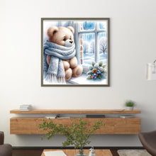 Load image into Gallery viewer, Little Bear By The Window In Winter 40*40CM11CT 3 Stamped Cross Stitch
