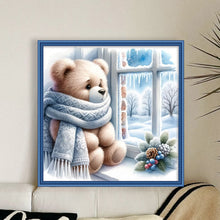 Load image into Gallery viewer, Little Bear By The Window In Winter 40*40CM11CT 3 Stamped Cross Stitch
