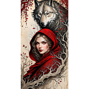 Wolf And Girl 40*75CM(Canvas) Full Round Drill Diamond Painting