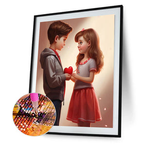 Valentine'S Day Kids 30*40CM(Canvas) Full Round Drill Diamond Painting