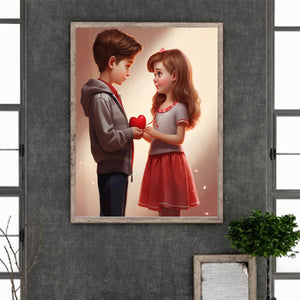 Valentine'S Day Kids 30*40CM(Canvas) Full Round Drill Diamond Painting