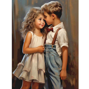 Valentine'S Day Kids 30*40CM(Canvas) Full Round Drill Diamond Painting