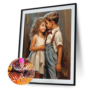 Valentine'S Day Kids 30*40CM(Canvas) Full Round Drill Diamond Painting