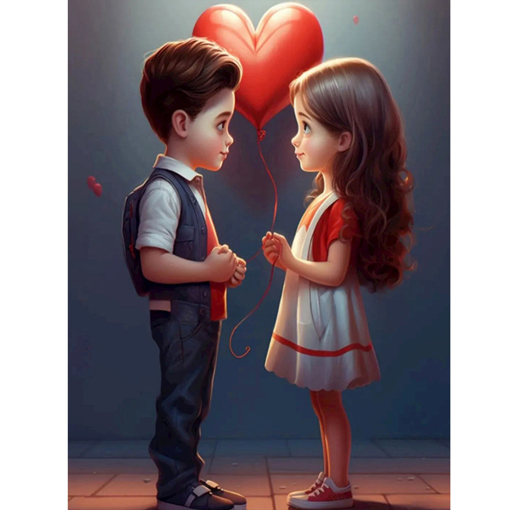 Valentine'S Day Kids 30*40CM(Canvas) Full Round Drill Diamond Painting