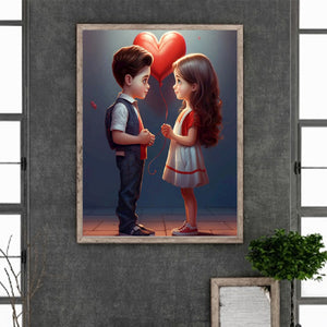 Valentine'S Day Kids 30*40CM(Canvas) Full Round Drill Diamond Painting