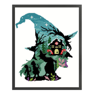 Witch Silhouette - House 40*50CM11CT 3 Stamped Cross Stitch