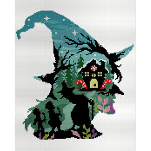 Witch Silhouette - House 40*50CM11CT 3 Stamped Cross Stitch