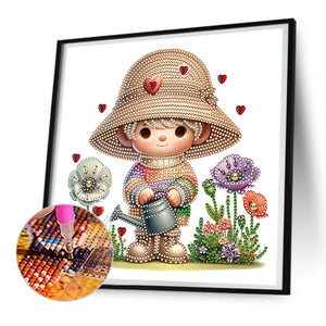 Garden Girl 30*30CM(Canvas) Partial Special Shaped Drill Diamond Painting