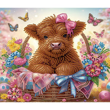 Load image into Gallery viewer, Highland Yak In Flower Basket 35*30CM(Canvas) Partial Special Shaped Drill Diamond Painting
