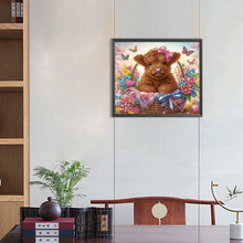 Load image into Gallery viewer, Highland Yak In Flower Basket 35*30CM(Canvas) Partial Special Shaped Drill Diamond Painting
