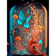 Load image into Gallery viewer, Blue Butterfly And Fantasy Plants In Jar 30*40CM(Canvas) Full Round Drill Diamond Painting
