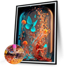 Load image into Gallery viewer, Blue Butterfly And Fantasy Plants In Jar 30*40CM(Canvas) Full Round Drill Diamond Painting
