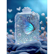 Load image into Gallery viewer, Blue Beautiful Butterfly In Jar 30*40CM(Canvas) Full Round Drill Diamond Painting
