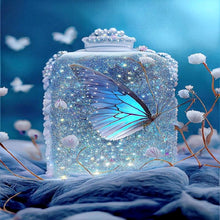 Load image into Gallery viewer, Blue Beautiful Butterfly In Jar 30*40CM(Canvas) Full Round Drill Diamond Painting
