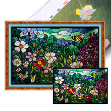 Load image into Gallery viewer, Glass Painting-Flowers 60*40CM11CT 3 Stamped Cross Stitch
