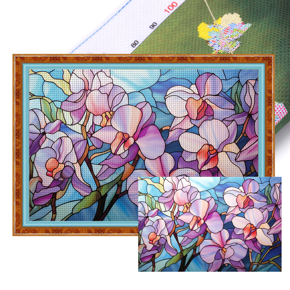 Glass Painting-Phalaenopsis 60*40CM11CT 3 Stamped Cross Stitch