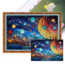 Load image into Gallery viewer, Glass Painting-Planet 60*40CM11CT 3 Stamped Cross Stitch
