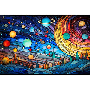 Glass Painting-Planet 60*40CM11CT 3 Stamped Cross Stitch