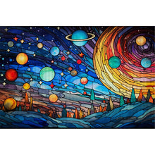 Load image into Gallery viewer, Glass Painting-Planet 60*40CM11CT 3 Stamped Cross Stitch
