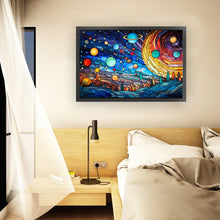 Load image into Gallery viewer, Glass Painting-Planet 60*40CM11CT 3 Stamped Cross Stitch
