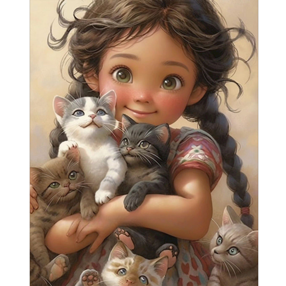 Sweet Girl 40*50CM(Canvas) Full Round Drill Diamond Painting