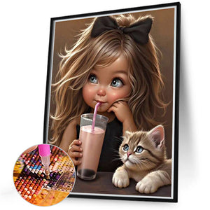 Sweet Girl 40*50CM(Canvas) Full Round Drill Diamond Painting