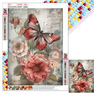 Butterfly Flower 30*40CM(Canvas) Full Round Drill Diamond Painting