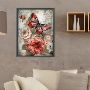 Butterfly Flower 30*40CM(Canvas) Full Round Drill Diamond Painting