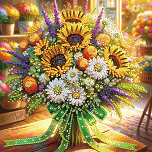 Sunflower Bouquet 30*30CM(Canvas) Partial Special Shaped Drill Diamond Painting