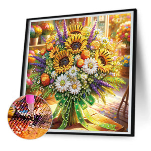 Sunflower Bouquet 30*30CM(Canvas) Partial Special Shaped Drill Diamond Painting