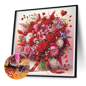 Rose Bouquet 30*30CM(Canvas) Partial Special Shaped Drill Diamond Painting