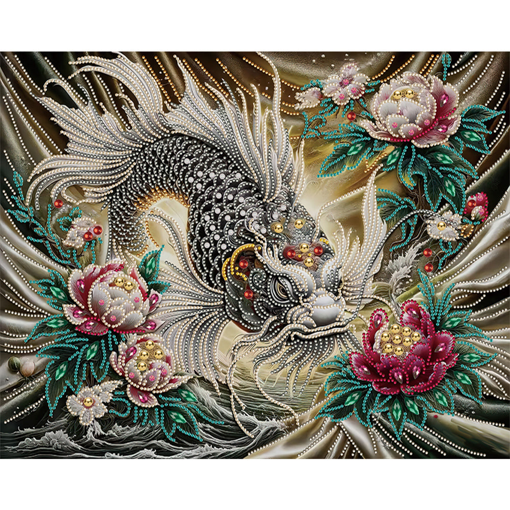 Black Koi 40*50CM(Canvas) Partial Special Shaped Drill Diamond Painting