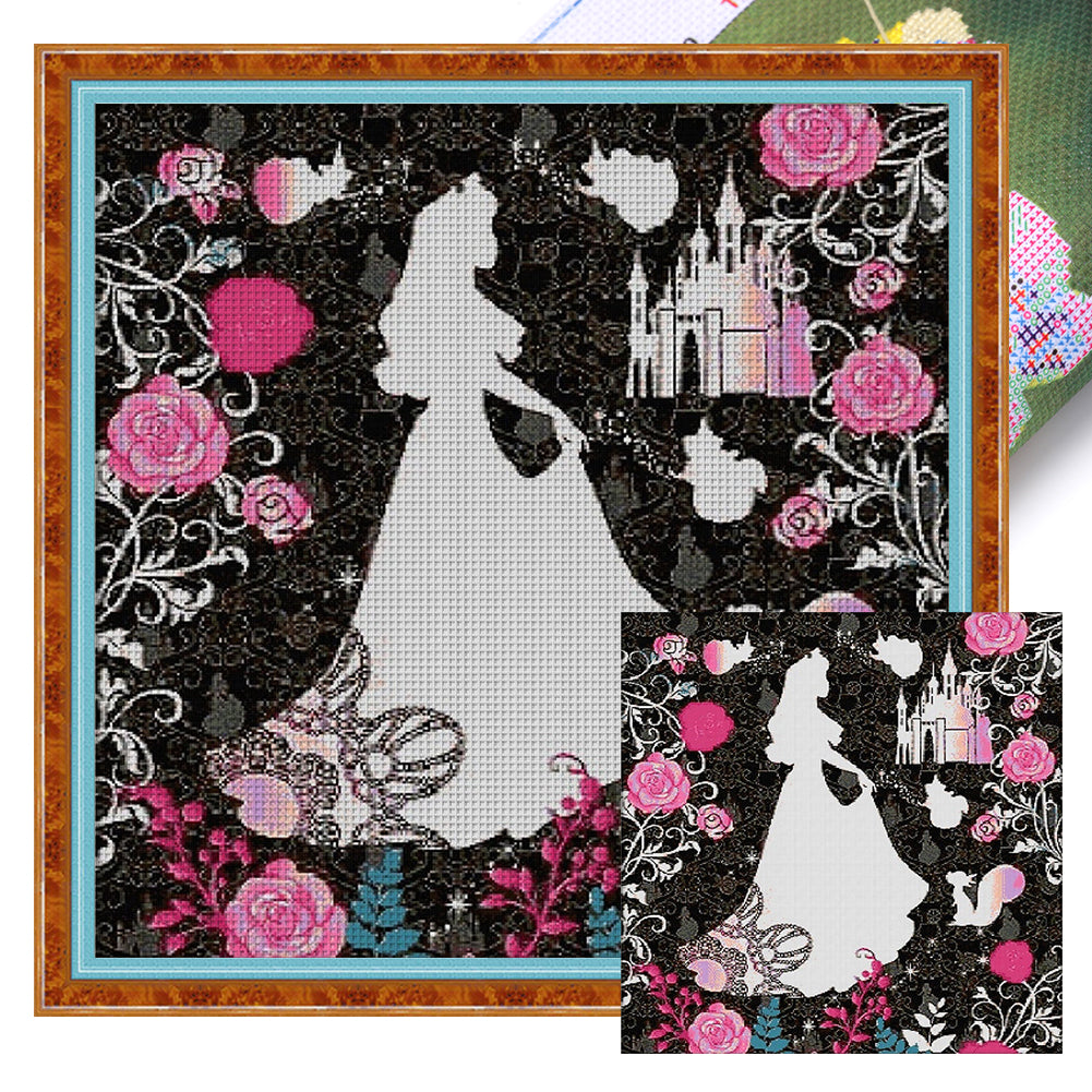 Silhouette-Princess Aurora 40*40CM11CT 3 Stamped Cross Stitch