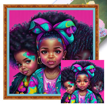 Load image into Gallery viewer, African Curly Hair Little Girl 40*40CM11CT 3 Stamped Cross Stitch
